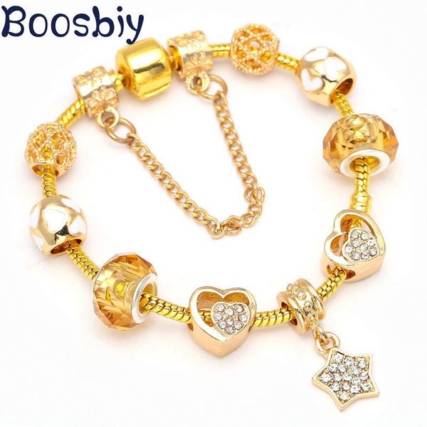 

charm bracelets boosbiy gold color fine with shinning star beads charms bracelet diy fashion jewelry gift for women, Golden;silver