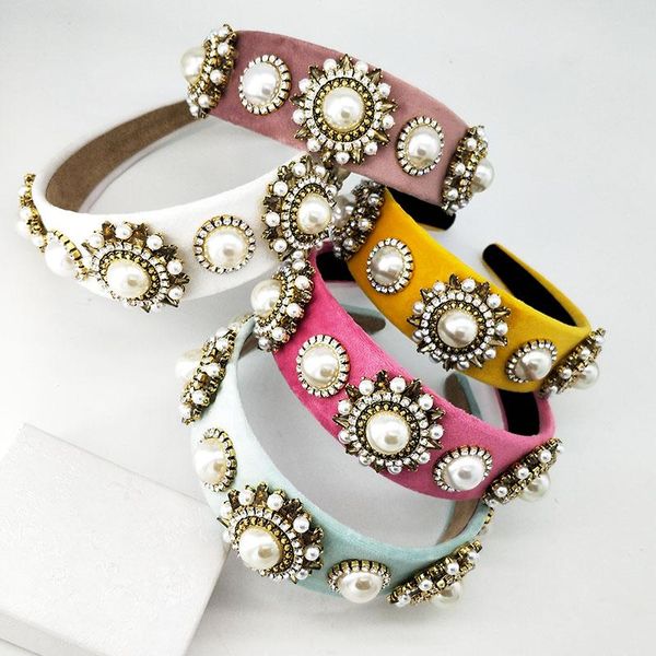 

women pearl luxury rhinestone hairband tiaras and crowns flannel black crown hairband crown hair accessories, Golden;silver