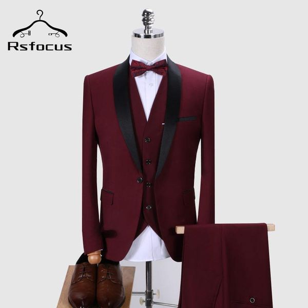 

brand men suit 2020 wedding suits for men shawl collar 3 pieces slim fit burgundy suit 5xl mens royal blue tuxedo jacket tz244, White;black