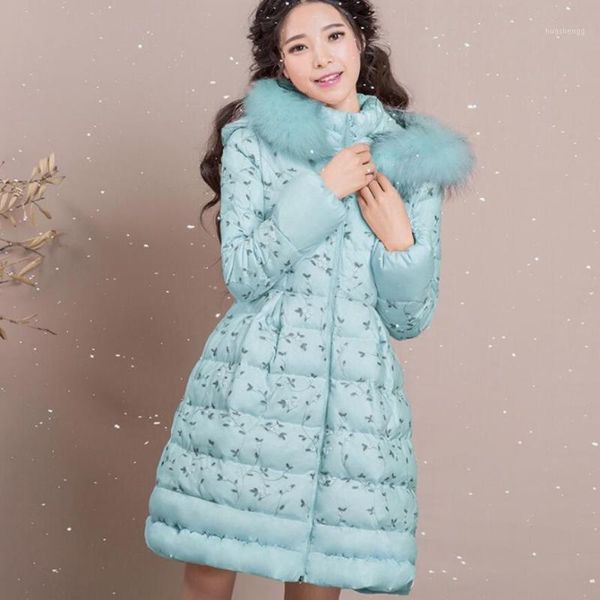 

lace cotton wapped coat women vintage sweet temperament fur collar long down jacket plus size 3xl1, Black