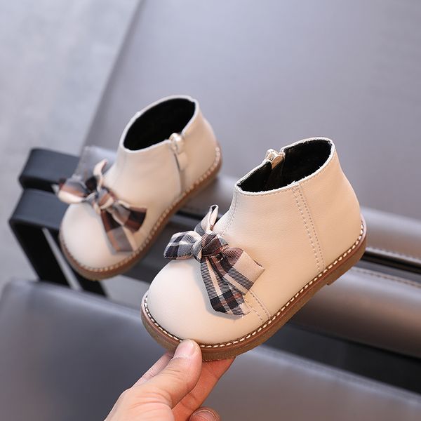 

2020 foot winter girls' children's super soft new autumn warmer martin boots bowknot princes toddler shoes 0-1-3 years old, Black;red