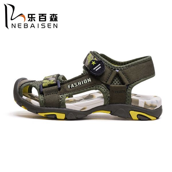 

nebaisen summer children beach shoes rubber closed toe sport sandals for boys eu size 27-39, Black