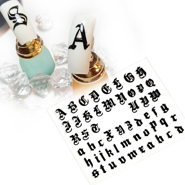 

letter 3d nail art applique gold letter black character character nail glue sticker decal nail decoration diy 0314