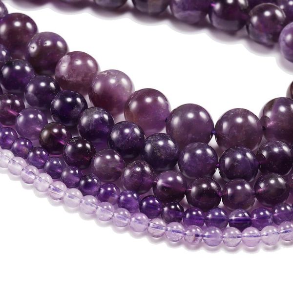

1strand lot 4 6 8 10 12 mm natural purple amethystes crystal stone round beads loose spacer bead for jewelry making diy h bbyrgb