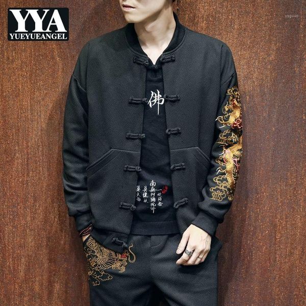 

chinese style embroidered jacket men vintage casual stand collar cotton short coat plus size 5xl spring autumn black outerwear1, Black;brown