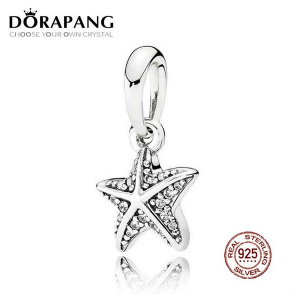 

2021 new 100% 925 sterling silver tropical starfish pendant clear cz pendant bead for mother gift bracelet diy, Black