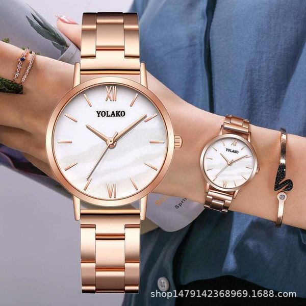 

small suitable for of live broadcast green watch tiktok lady's steel belt watch fashion shi yingwan, Slivery;brown