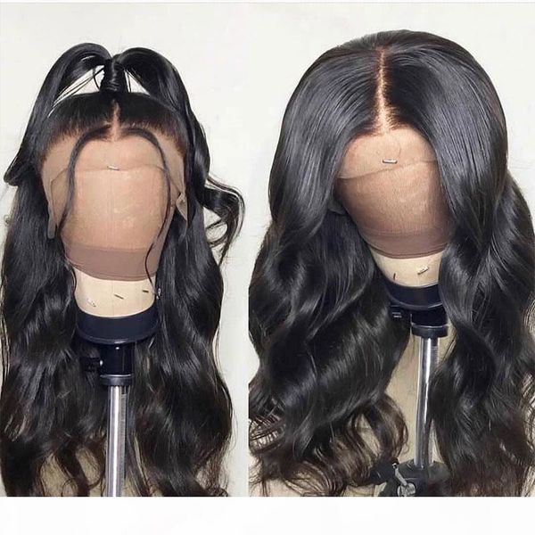

360 lacefrontal human hair wig with baby hairs pre plucked body wave virgin brazilian 360 frontal full human lace wigs for black women, Black;brown