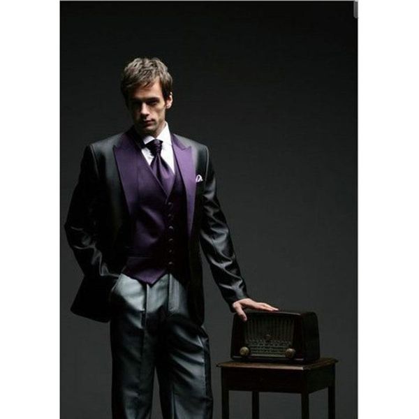 

men's suits & blazers customize shiny black groom men suit tuxedos 2021 tailcoat groomsmen mens wedding prom (jacket+pants+vest+tie), White;black