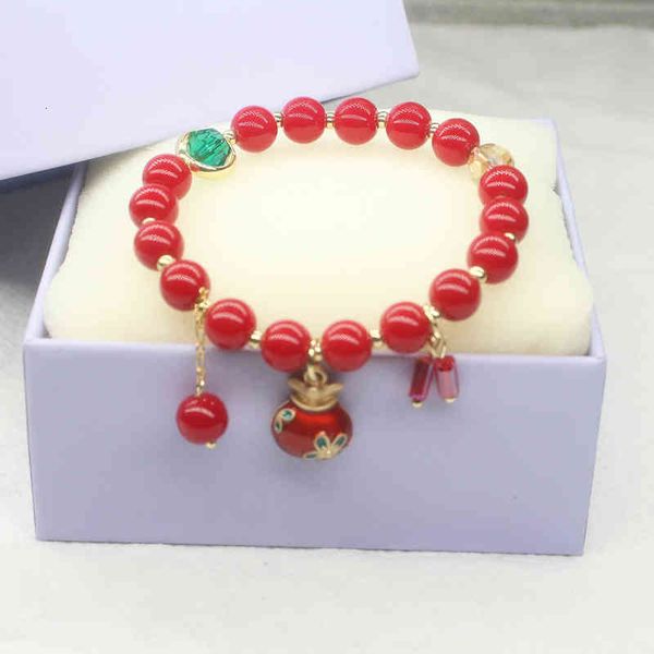 

bracelets charm crystal year's chinese style personalized nafu purse zhaocai red bead handmade jewelry, Golden;silver
