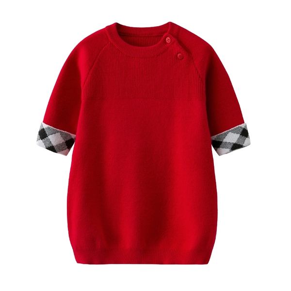 

little girls christmas dress girls winter knit sweater dresses baby girls' long-sleeved knit red dress winter baby clothes y200102, Red;yellow