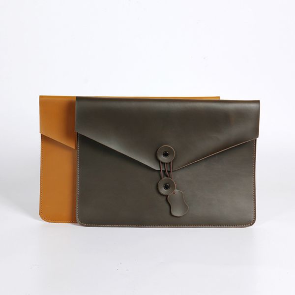

men's envelope leather bus briefcase hand cowhide document comter bag