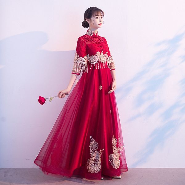 

живот покрытие вина тост платья 2020 новой невесты беременных женщин красный с длинным рукавом большой размер жира мм формальное dresschines, Black;gray