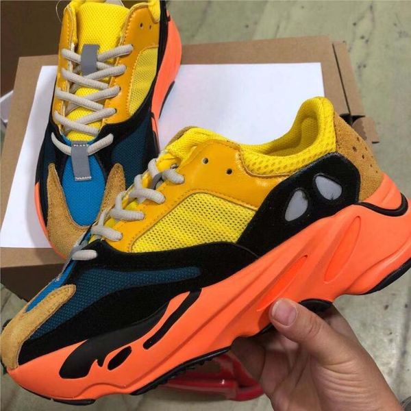 

kanye west 700 v1 the sun is red rouge solaire women men running shoes outdoor sports sneakers mens trainers 36-46, White;red