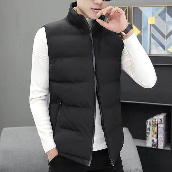 

mens jacket sleeveless cotton vest male light down coat men vest warm short jacket paragraph sleeveless pgrapher, Black;white