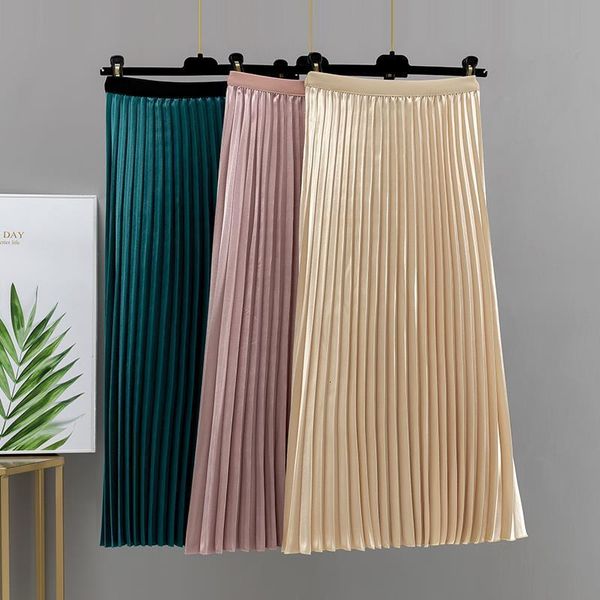

new women midi pleated skirts spring summer chic lady high waist a line skirt black green tulle maxi skirt femme