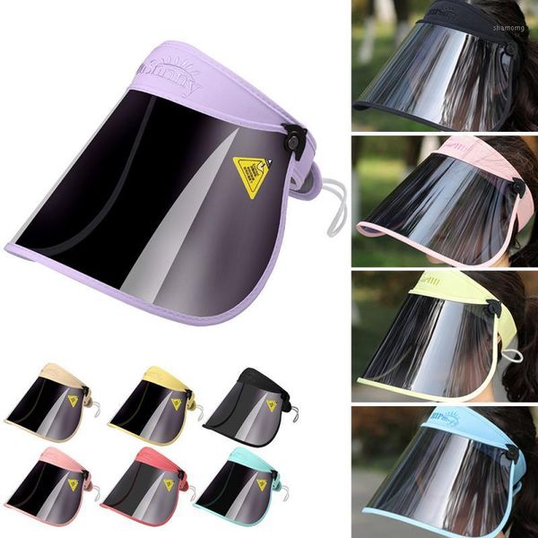 

cycling caps & masks adjustable women transparent sun visor hat cap uv protection cover flexible summer sun-proof cycling1, Black