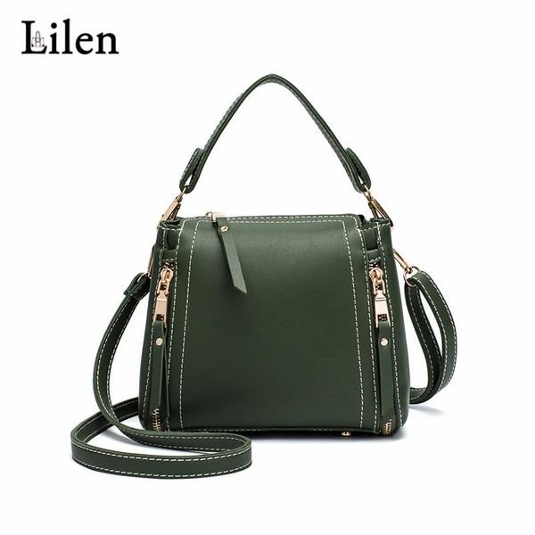 

lilen 2020 brand designer fashion wild messenger pu leather bucket bags simple casual shoulder bag zipper handbag