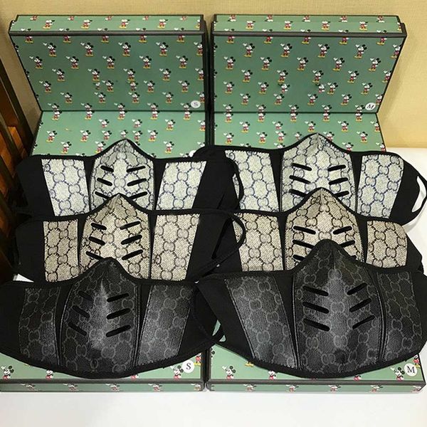 

2021 fashion designer party masks with box and dust bag men women dust washable leather face mask reusable lux cycling cloth cotton mask