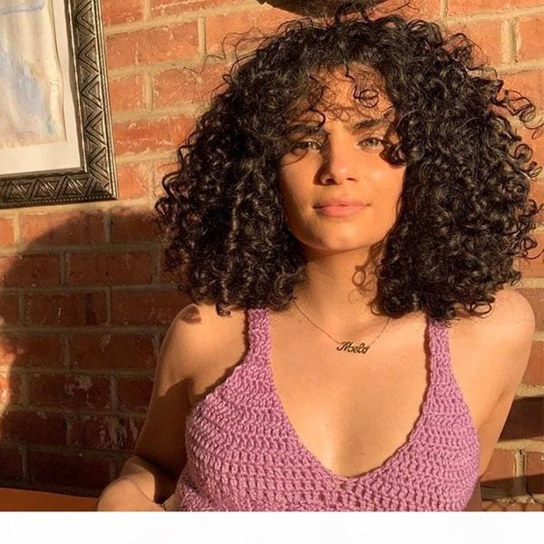 

sleek human hair wigs for women curly short human hair wig with bangs bob wigs wool roll curl short brazilian hair pixie wigs, Black;brown