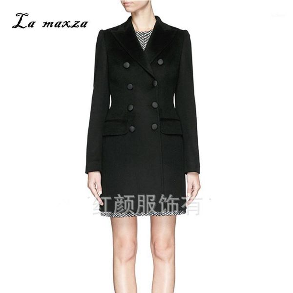 

winter women wool coat 2018 elegant warm long coat office korean style fashion black womens coats1