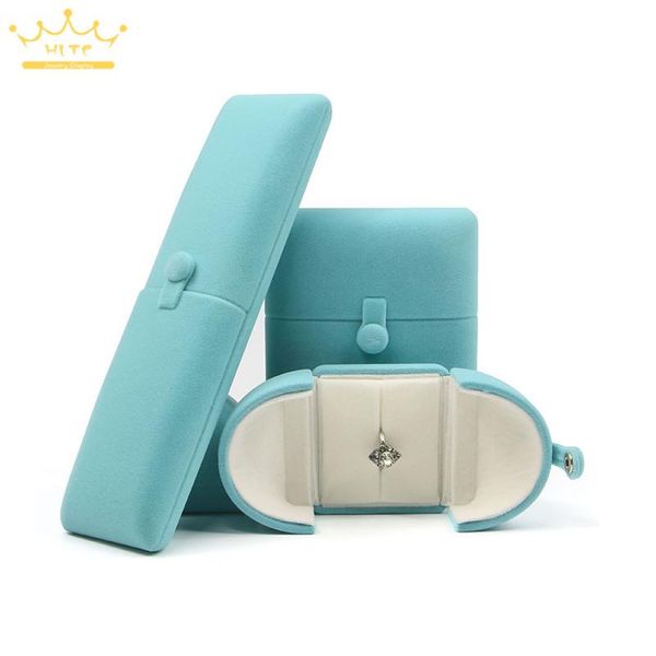 

high-grade flannel engagement couple ring box pendant box double open snap jewelry, Pink;blue
