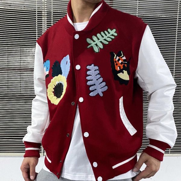 

fashion varsity animal letter towel embroidery jackets crochet floral baseball jacket high street couples women mens coat hfxhjk105, Black;brown