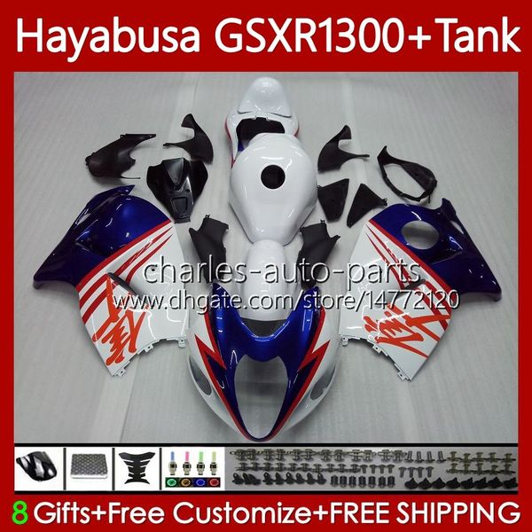 OEM Vücut + Tank Suzuki Hayabusa GSXR 1300cc GSXR-1300 1300 CC 1996 2007 74NO.129 GSX-R1300 GSXR1300 96 97 98 99 00 01 GSX R1300 02 03 04 05 06 07 PERSERING Kit Mavi Beyaz Blk