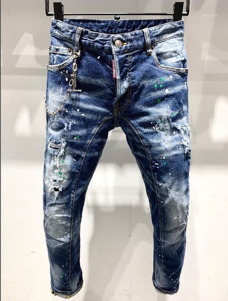 

dsenqi new women/men jeans ripped for jeans pants biker outwear man pants a2321, Blue