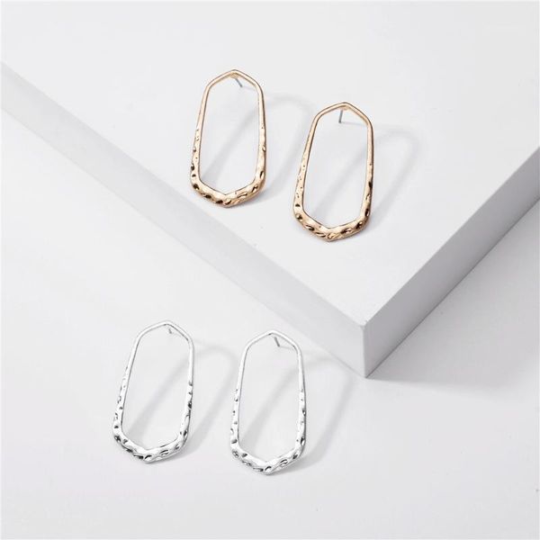 

designer frame hexagon hollow gold silver color earrings women fashion jewelry metal statement earrings1, Golden;silver