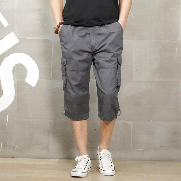 

men 100% cotton short multi pocket short men 2020 summer cargo pants breeches tactical plus size s-5xl1, White;black
