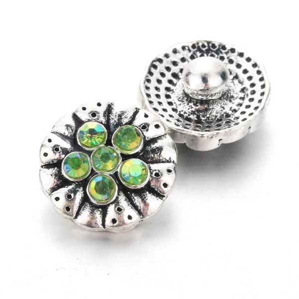 

10pcs lot flower snap jewelry 12mm snap buttons with rhinestone charm button fit snap bracelets bangles for women h bbybvo
