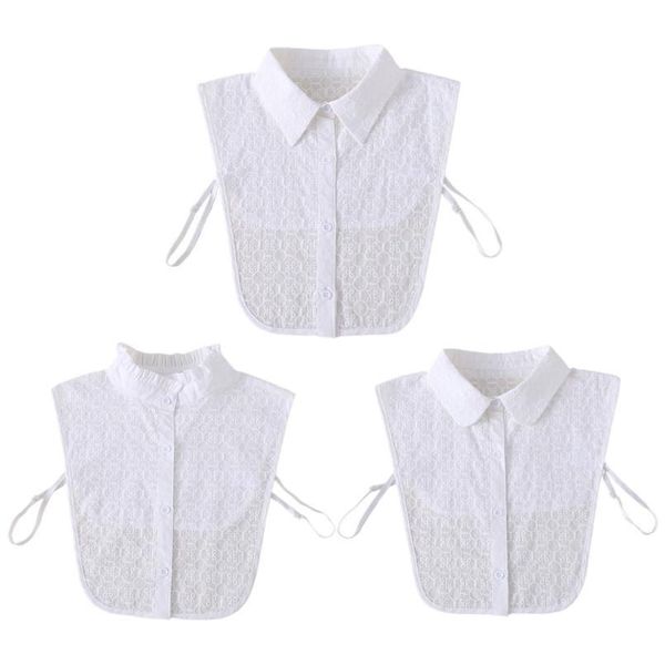 

women white detachable false fake collar jacquard leaves circle winter sweater decorative ruffles lapel ha jllsst, Blue;red