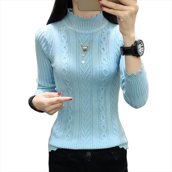 

women pullover and sweaters long sleeve pull femme autumn winter women turtleneck warm high elastic knit sweater mujer, White;black