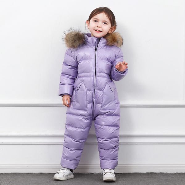 

new 2020 russia winter boys clothing waterproof down warm jacket for girls kids 7 color thick jumpsuit coats white duck down 0927