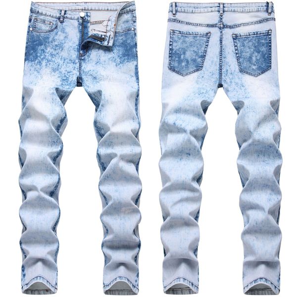

men's jeans men blue solid color slim-fit bikes pencil pants classic business streetwear delivery