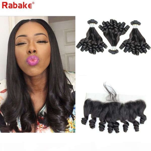 

brazilian funmi boucy curls human hair bundles with frontal rabake aunty funmi curly hair extensions romance curls lace frontal closure 13x4, Black;brown