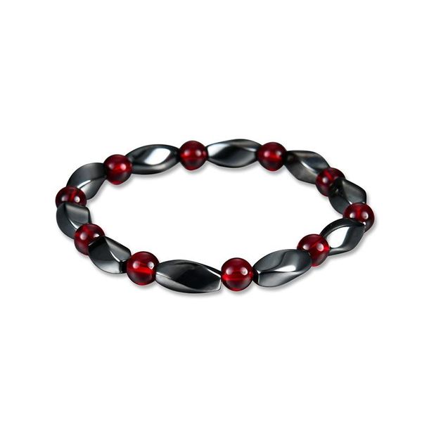 

men women casual jewelry gifts natural stone beads magnetic hematite stone beads cuff bracelets for lover gift, Black