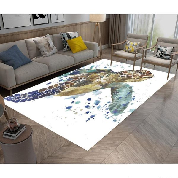 

lb large watercolor turtle white floor mat area rugs bedroom bathroom carpet for men living room children's home qyldsz wphome