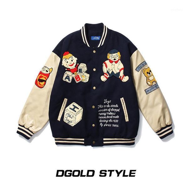 

2020 temperament winter wool heavy industry jacket baseball uniform women thick loose bear retro jacket cotton1, Black;white