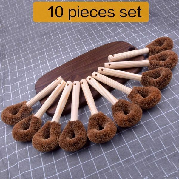 

kitchen long handle pot brush coir coconut fiber cup kettle mugs cleaning brush with hook h wmtthr