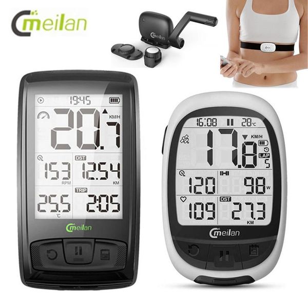 

bike computers meilan gps wireless computer speed cadence bluetooth 4.0 with chest heart rate monitor waterproof speedometer odometer