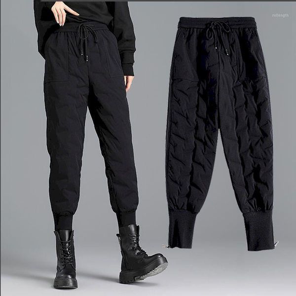 

2020 autumn winter new cotton trousers women's men outer wear fashion high waist large size velvet thick loose casual warm pants1, Black;white
