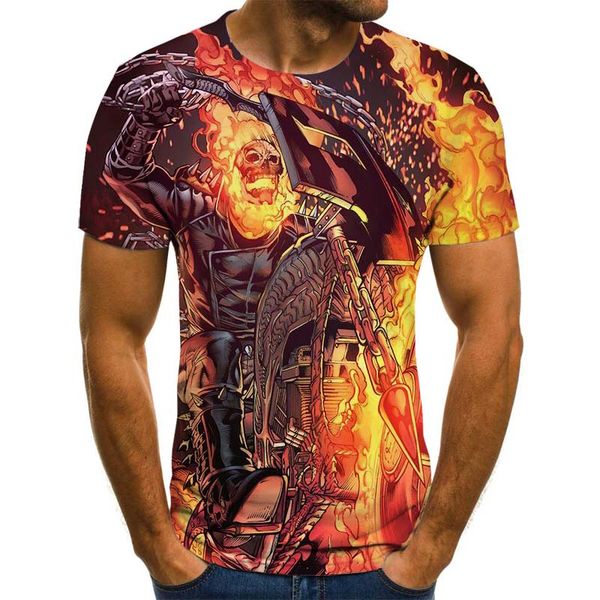 

2020men skull ghost rider cool 3d print shirts harajuku oversized graphic men clothing