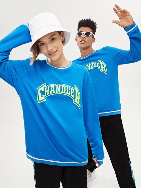 

1pc letter graphic pullover j6ix#, Black