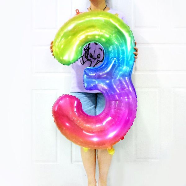 

rainbow silver foil number balloon ice cream helium balloon crystal clear bubble baby shower kids birthday party