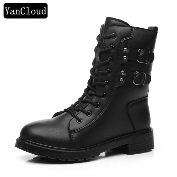 

fashion pu leather rivet buckle short boots women's winter shoes 2021 square heel plush ankle boots for women black booties1
