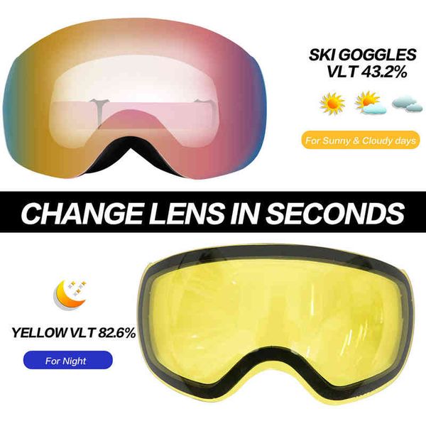 

otg ski goggles snow glasses uv400 &case men women anti-fog coatings skateboard snowboard skiing sunglasses outdoor winter sport 220110