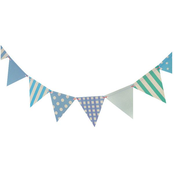 

12pcs/set blue theme paper board bunting flags banner for baby shower birthday party home decoration kids room pennant garland