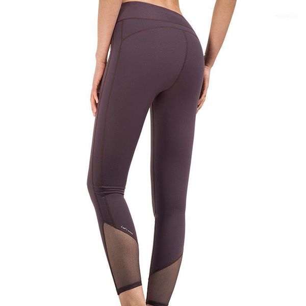 

high waist slim yoga pants women sports running fitness mesh stitching yoga pants with pocket leggings sport women fitness1, White;red